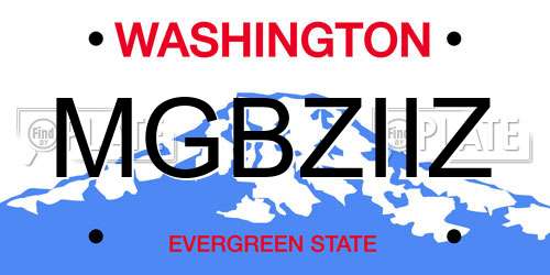 MGBZIIZ Washington License Plate
