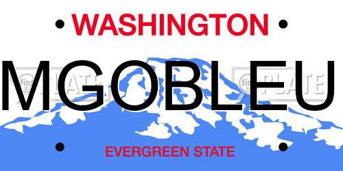 MGOBLEU Washington License Plate
