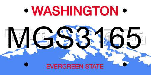 MGS3165 Washington License Plate
