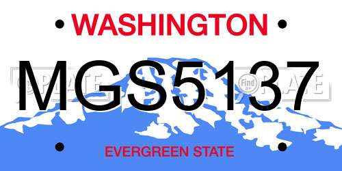 MGS5137 Washington License Plate
