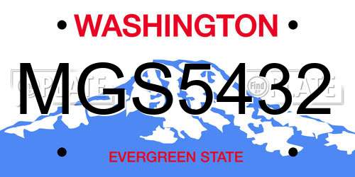 MGS5432 Washington License Plate