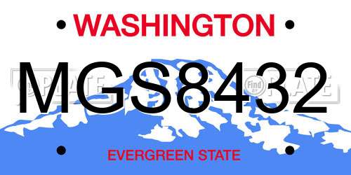 MGS8432 Washington License Plate