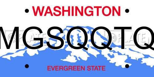 MGSQQTQ Washington License Plate