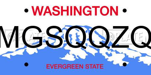 MGSQQZQ Washington License Plate