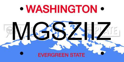 MGSZIIZ Washington License Plate