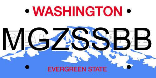 MGZSSBB Washington License Plate