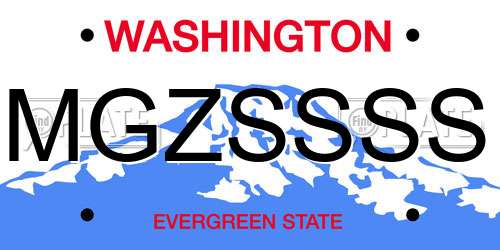 MGZSSSS Washington License Plate