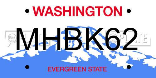 MHBK62 Washington License Plate