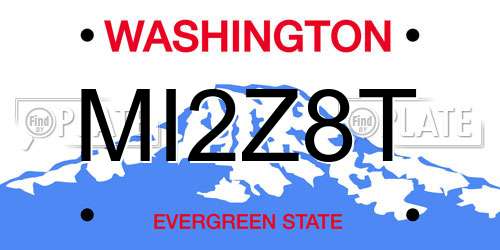 MI2Z8T Washington License Plate