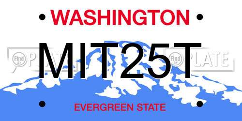 MIT25T Washington License Plate