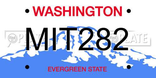 MIT282 Washington License Plate
