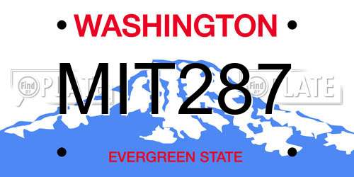 MIT287 Washington License Plate