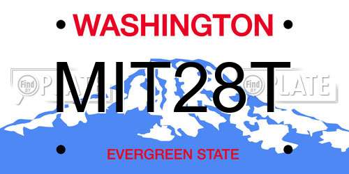 MIT28T Washington License Plate