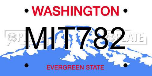 MIT782 Washington License Plate