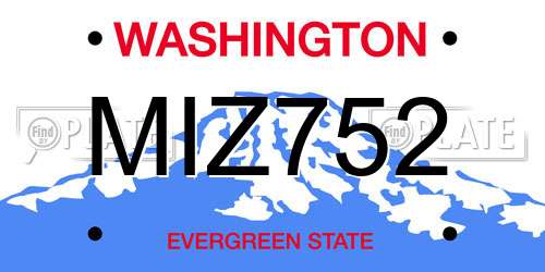 MIZ752 Washington License Plate