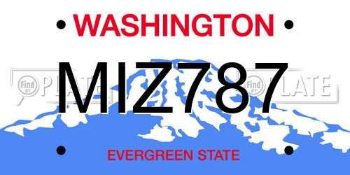 MIZ787 Washington License Plate