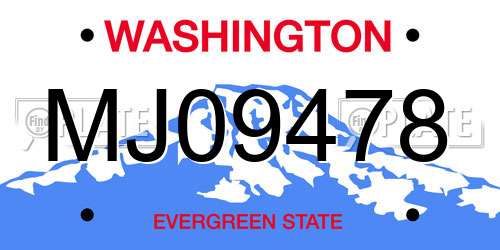 MJ09478 Washington License Plate