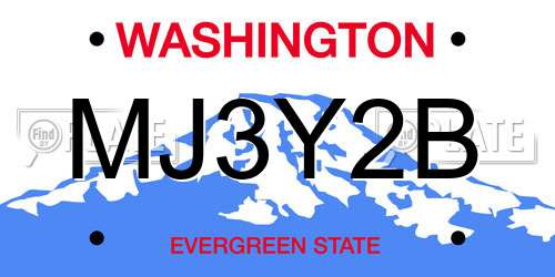 MJ3Y2B Washington License Plate