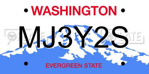 MJ3Y2S Washington License Plate
