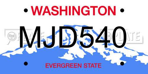 MJD540 Washington License Plate