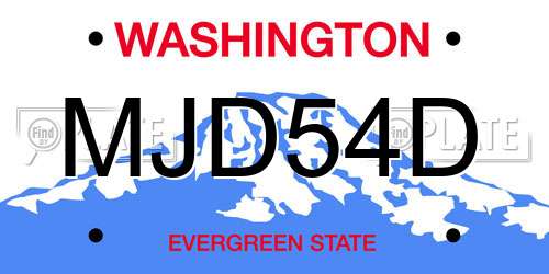 MJD54D Washington License Plate