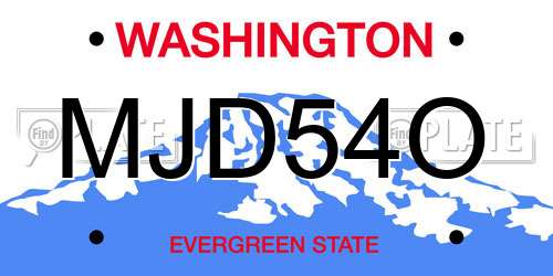 MJD54O Washington License Plate
