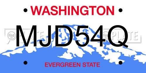 MJD54Q Washington License Plate