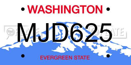 MJD625 Washington License Plate