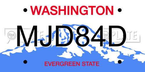 MJD84D Washington License Plate