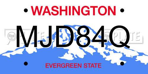 MJD84Q Washington License Plate