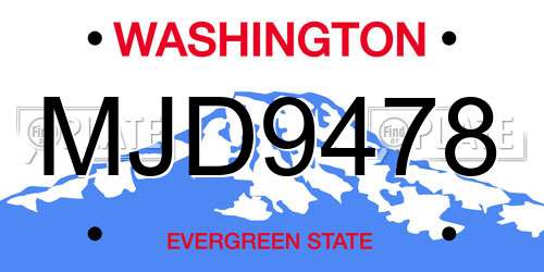 MJD9478 Washington License Plate