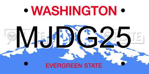 MJDG25 Washington License Plate