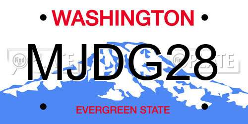 MJDG28 Washington License Plate