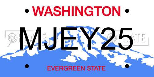 MJEY25 Washington License Plate