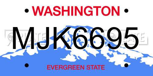 MJK6695 Washington License Plate