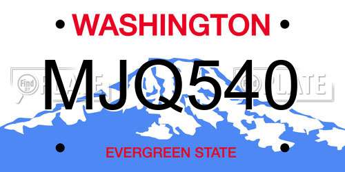 MJQ540 Washington License Plate