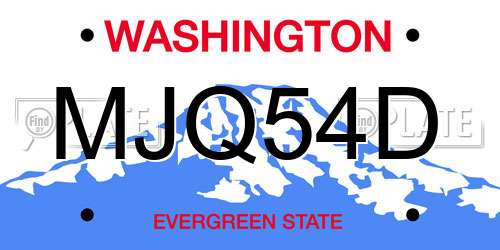 MJQ54D Washington License Plate