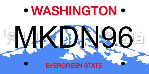 MKDN96 Washington License Plate