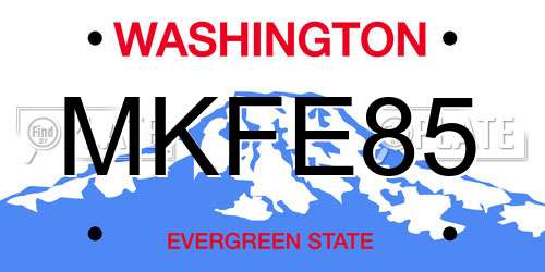 MKFE85 Washington License Plate