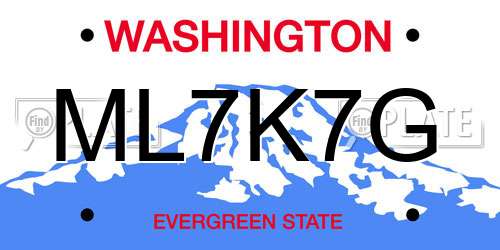 ML7K7G Washington License Plate