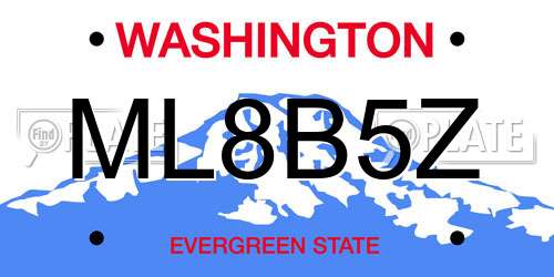 ML8B5Z Washington License Plate