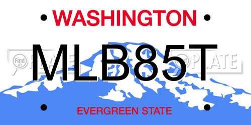 MLB85T Washington License Plate