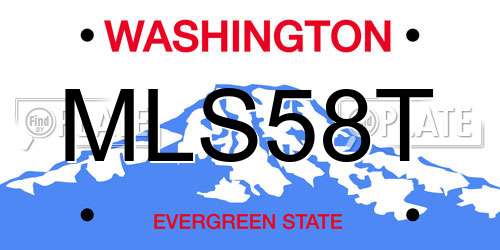 MLS58T Washington License Plate