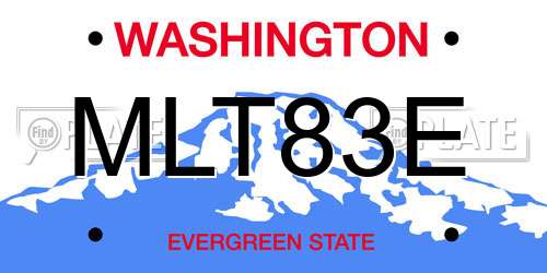 MLT83E Washington License Plate