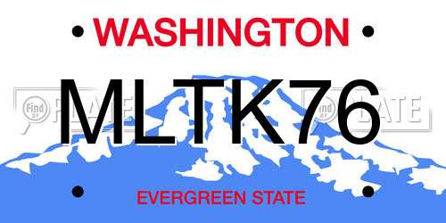 MLTK76 Washington License Plate
