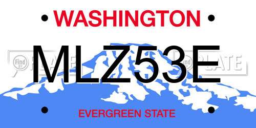 MLZ53E Washington License Plate