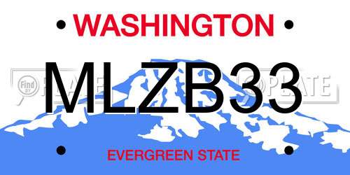 MLZB33 Washington License Plate
