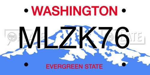 MLZK76 Washington License Plate