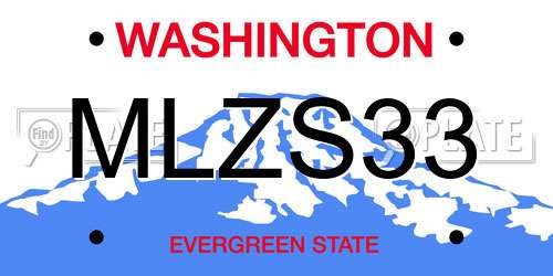 MLZS33 Washington License Plate