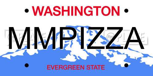 MMPIZZA Washington License Plate